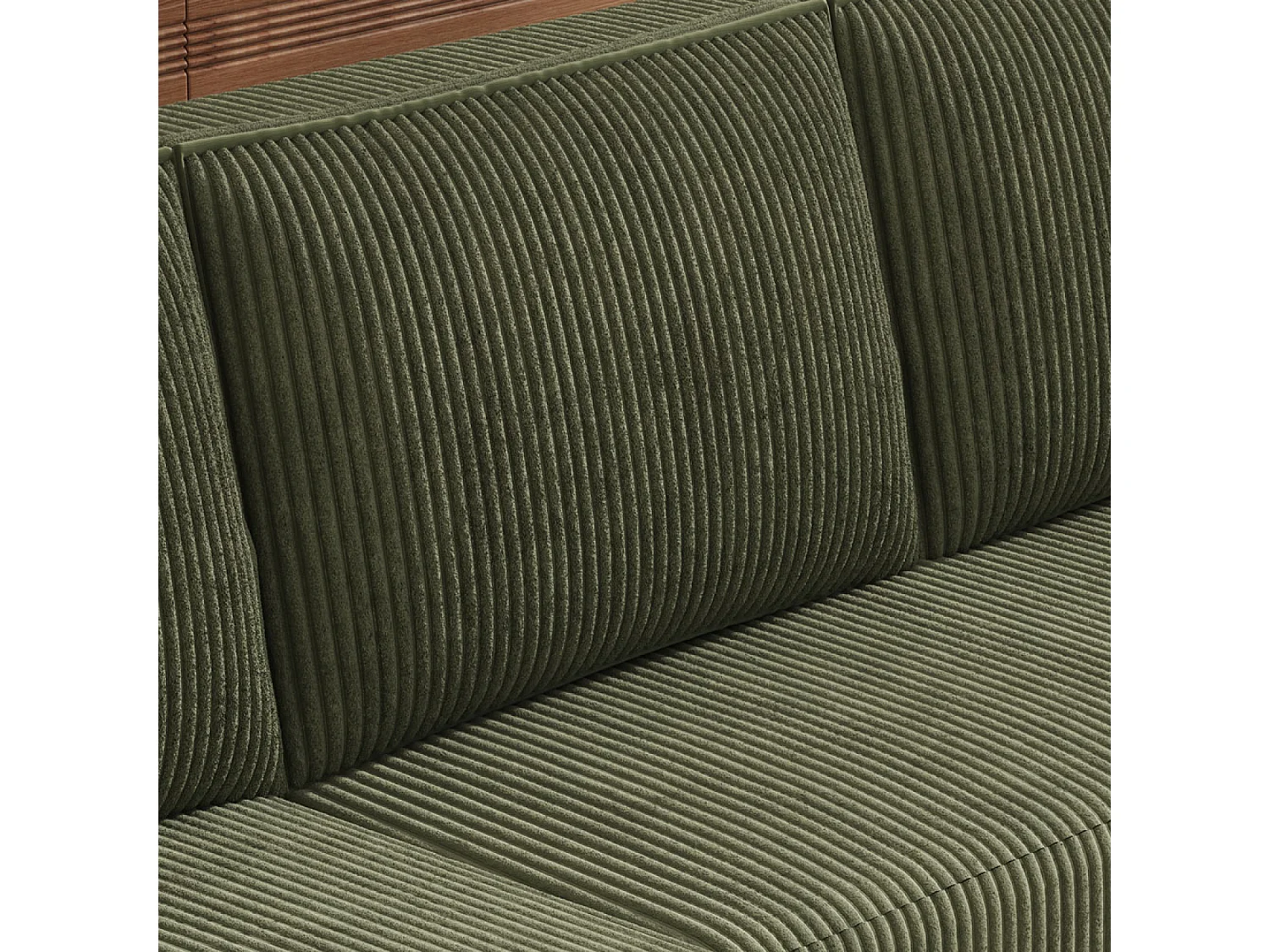 Canapé panoramique convertible 6 places avec coffre en velours côtelé vert SALISBURY