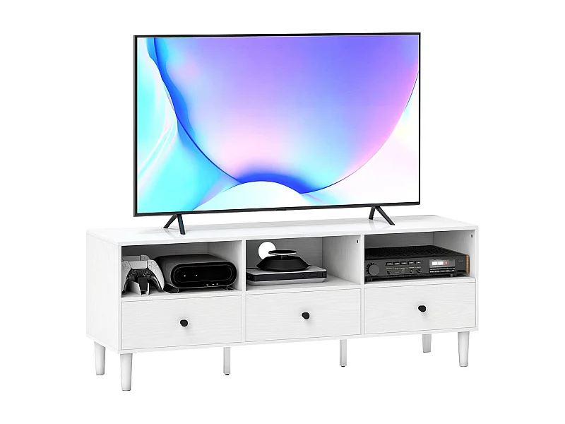 Mueble TV Alaska Homcom 3 cajones + 3 compartimentos blanco 45x120x34 cm