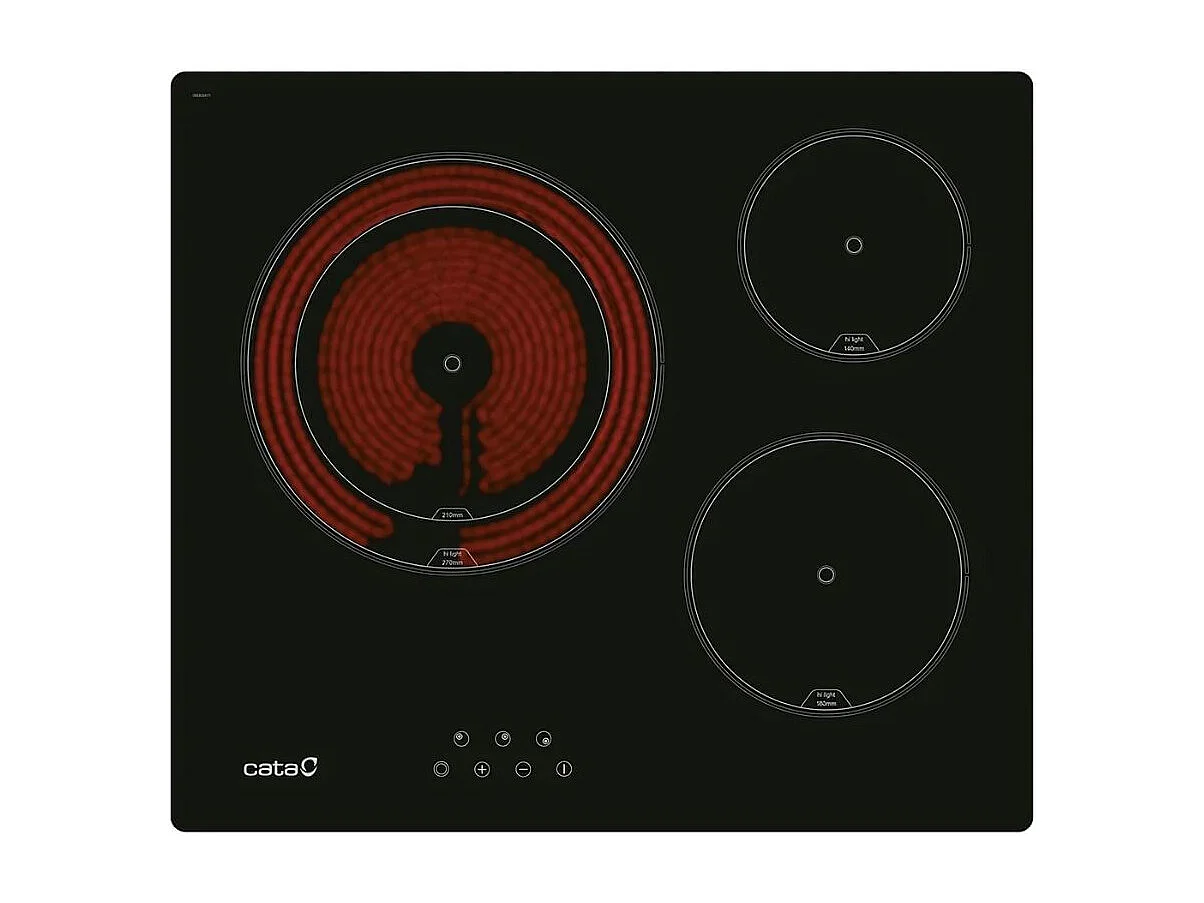 Placa vitrocerámica Cata TD 6003 BK 5,4kW 3 zonas negro 59 cm