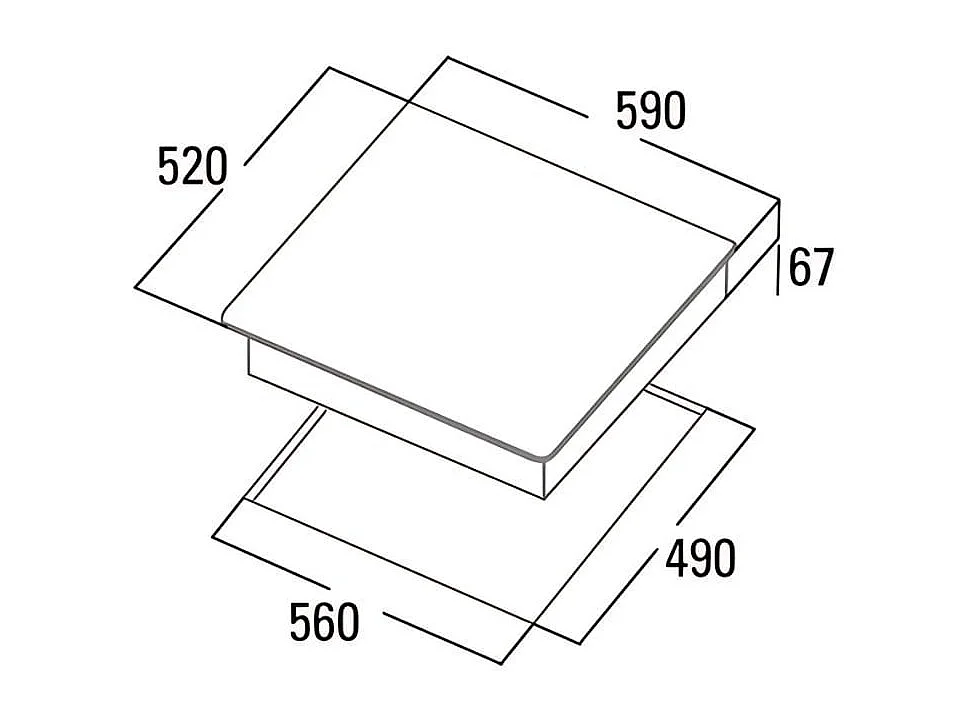 Placa vitrocerámica Cata TD 6003 BK 5,4kW 3 zonas negro 59 cm