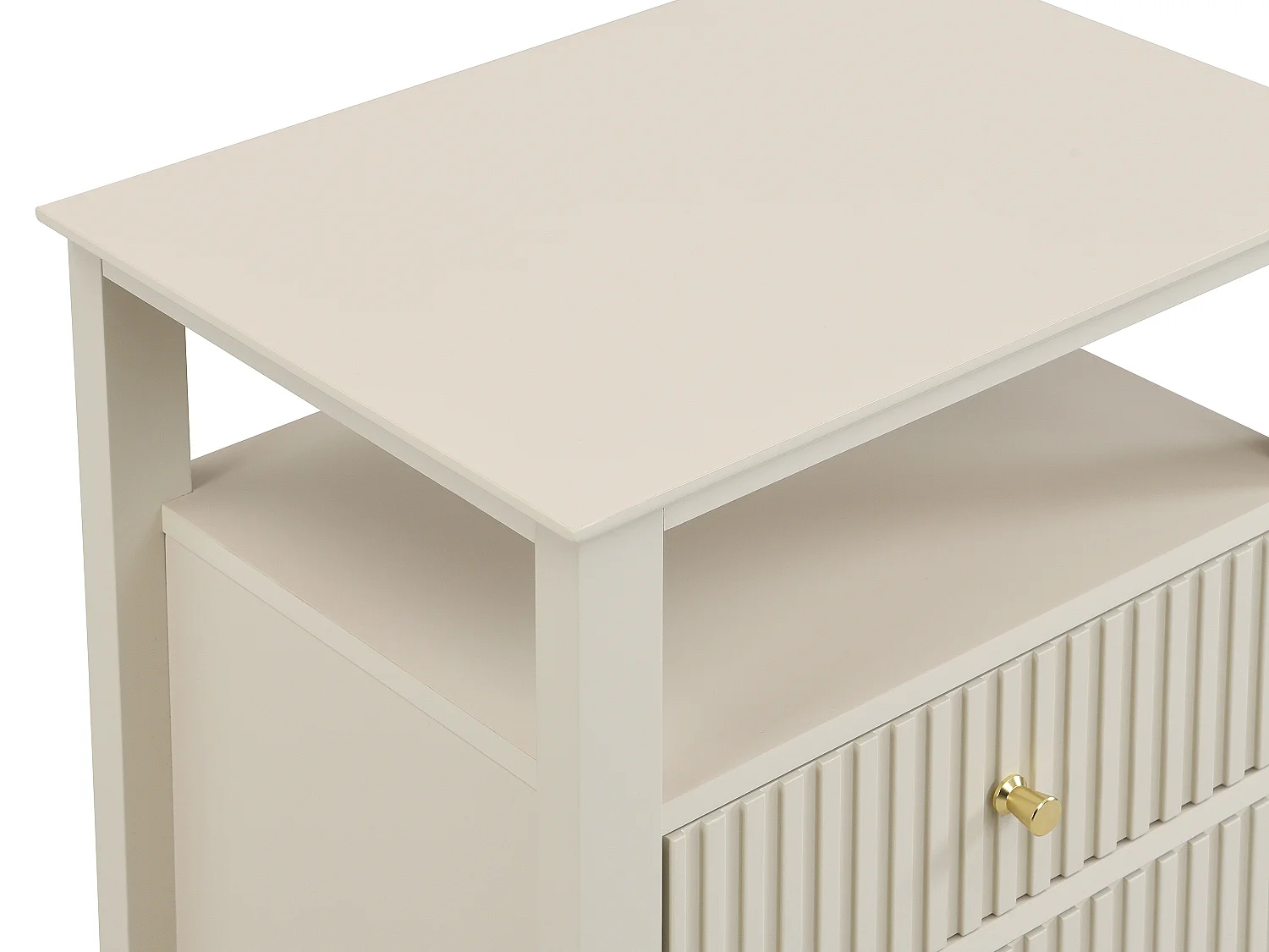 Lot de 2 tables de chevet 2 tiroirs et 1 tablette - MDF - Beige - NIRIVA