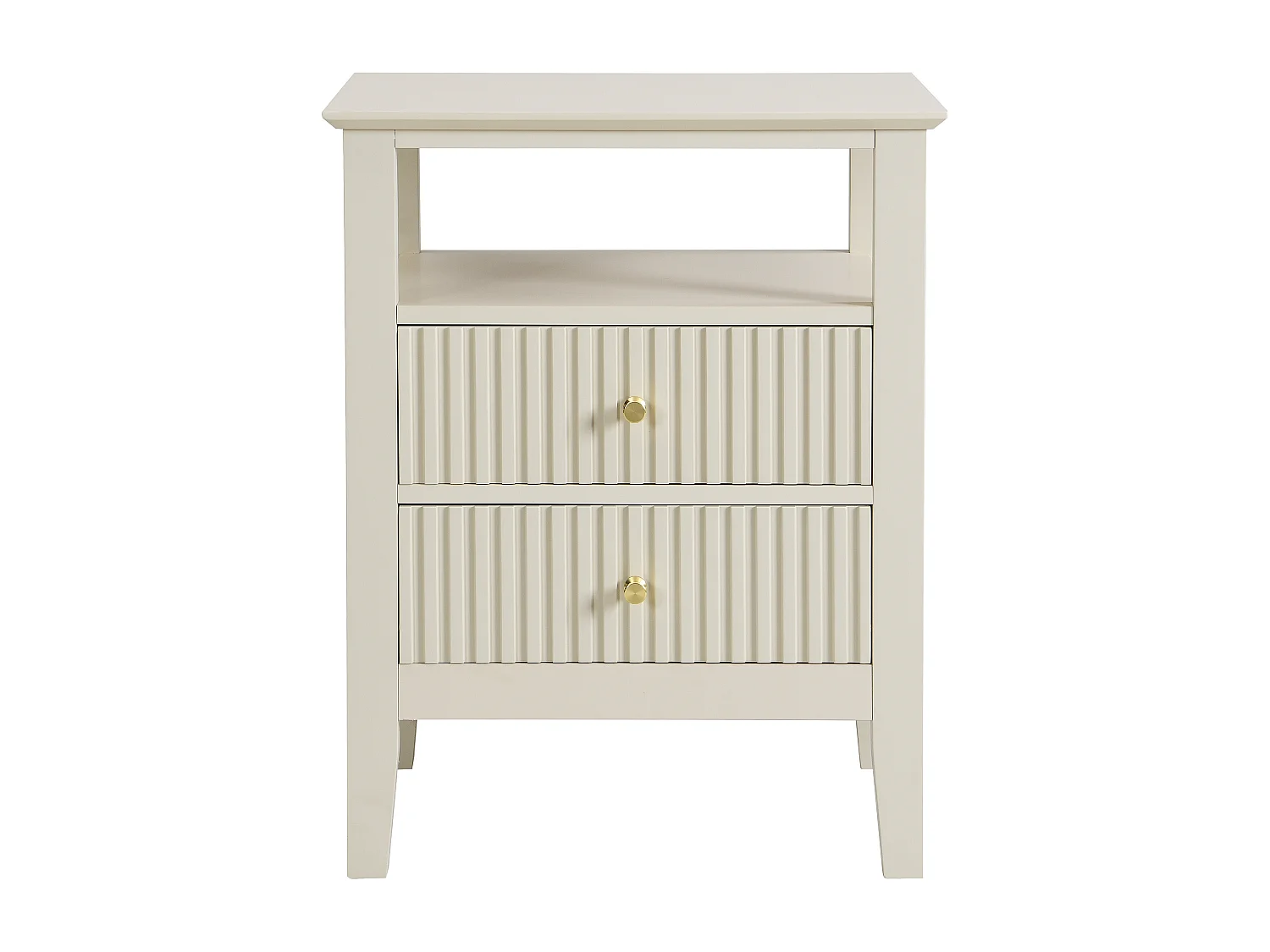 Lot de 2 tables de chevet 2 tiroirs et 1 tablette - MDF - Beige - NIRIVA