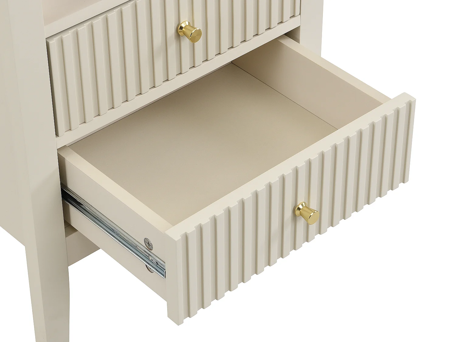 Lot de 2 tables de chevet 2 tiroirs et 1 tablette - MDF - Beige - NIRIVA