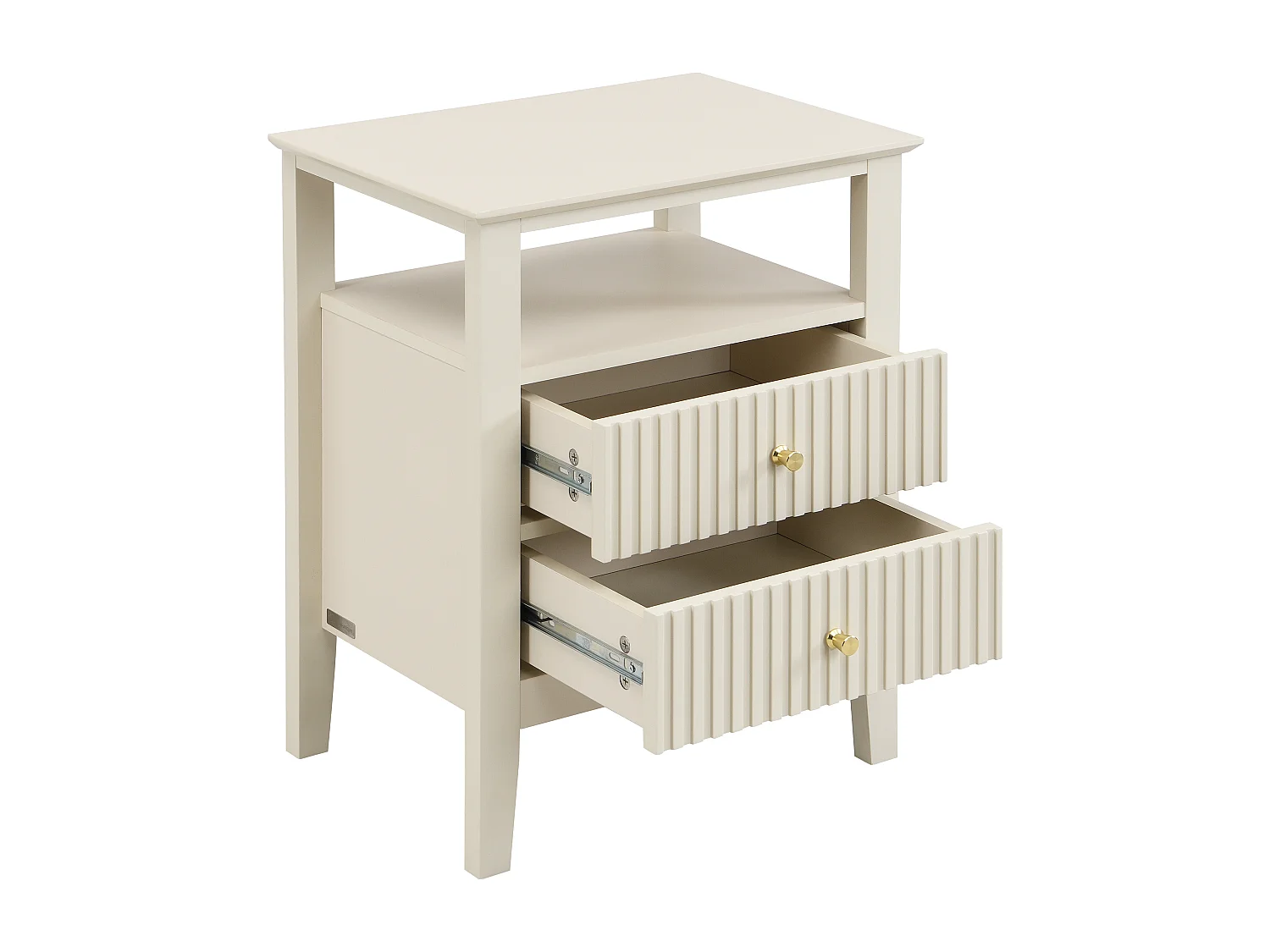 Lot de 2 tables de chevet 2 tiroirs et 1 tablette - MDF - Beige - NIRIVA