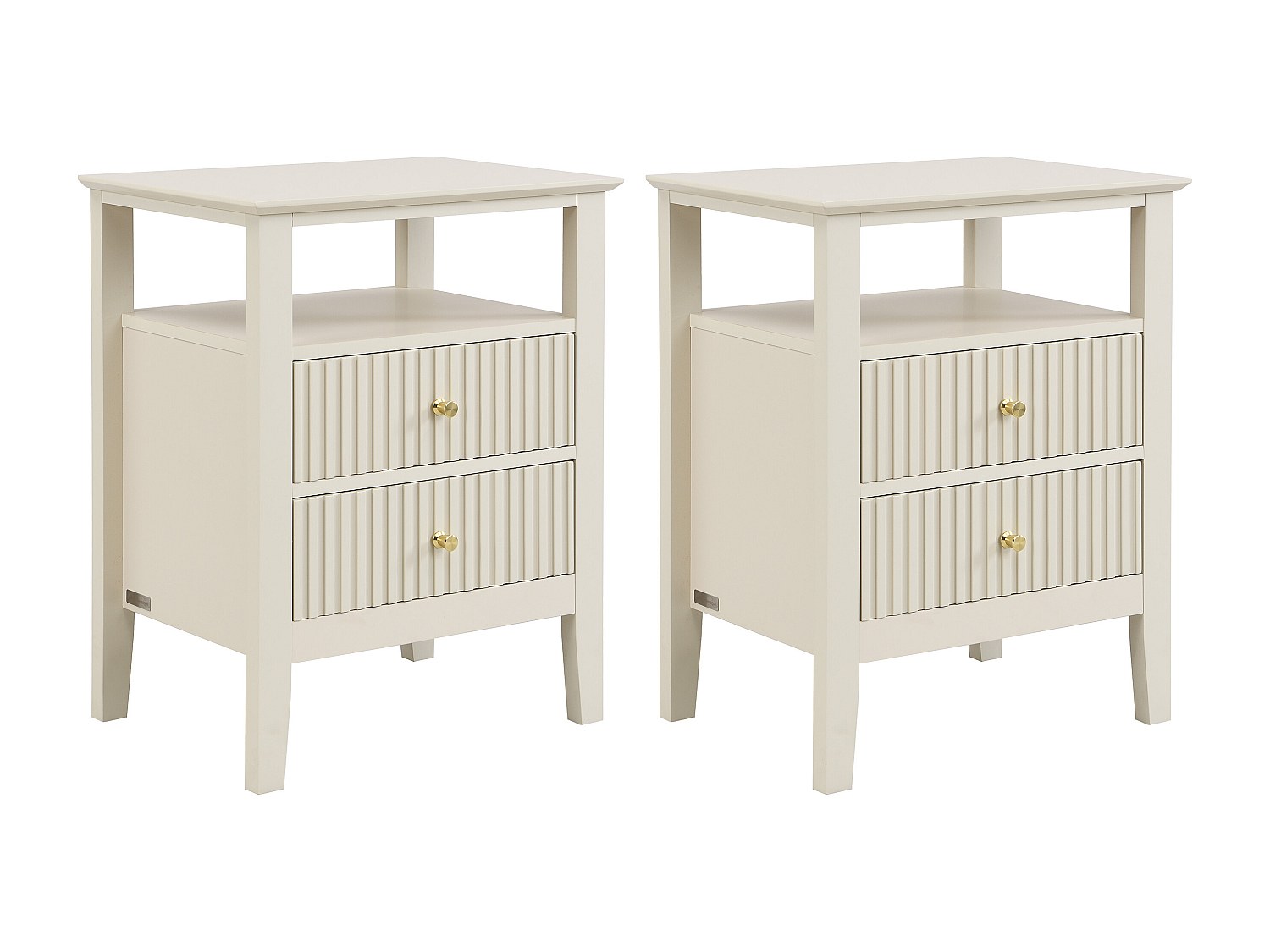 Nachttisch 2er-Set 2 Schubladen & 1 Ablage – MDF – Beige – NIRIVA günstig online kaufen