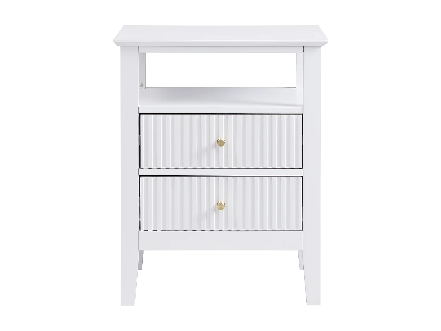 Lot de 2 tables de chevet 2 tiroirs et 1 tablette - MDF - Blanc- NIRIVA