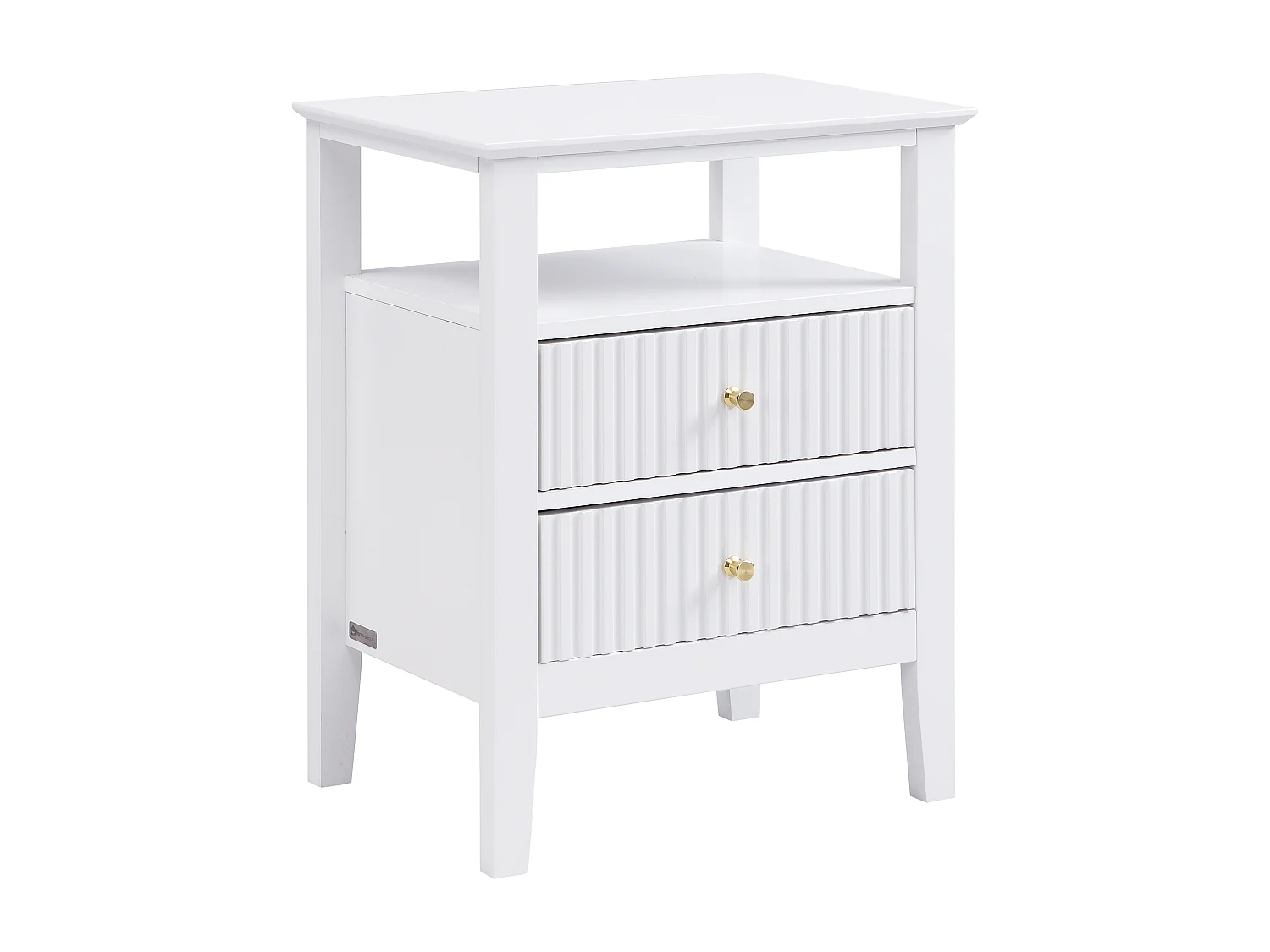 Lot de 2 tables de chevet 2 tiroirs et 1 tablette - MDF - Blanc- NIRIVA