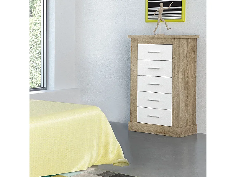 Sinfonier Chellen 5 cajones cambria/blanco107x66x39,6 cm