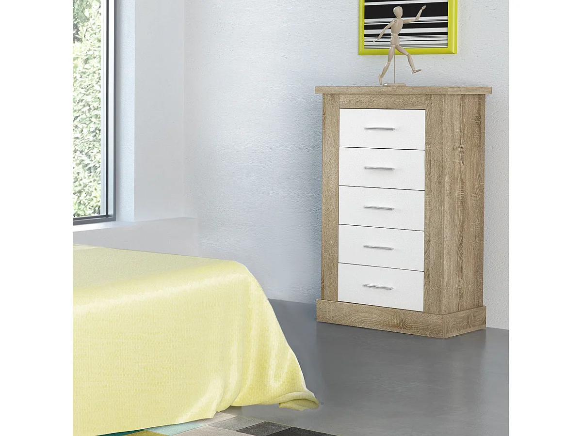 Sinfonier Chellen 5 cajones cambria/blanco107x66x39,6 cm