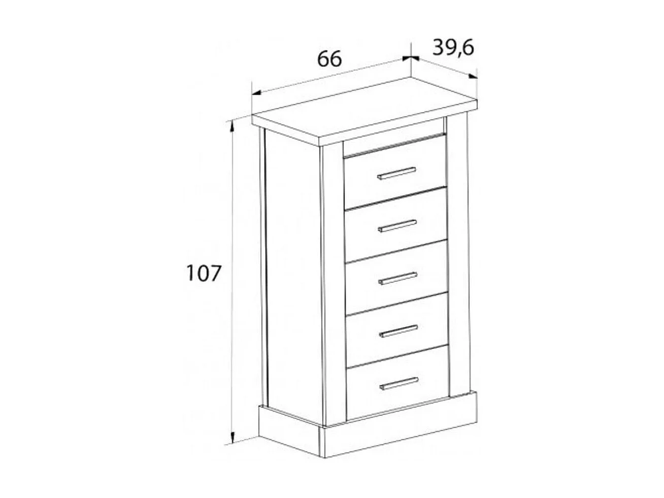 Sinfonier Chellen 5 cajones cambria/blanco107x66x39,6 cm