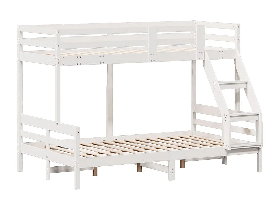 Lit superposé sans matelas 80x200/120x200 cm blanc bois massif