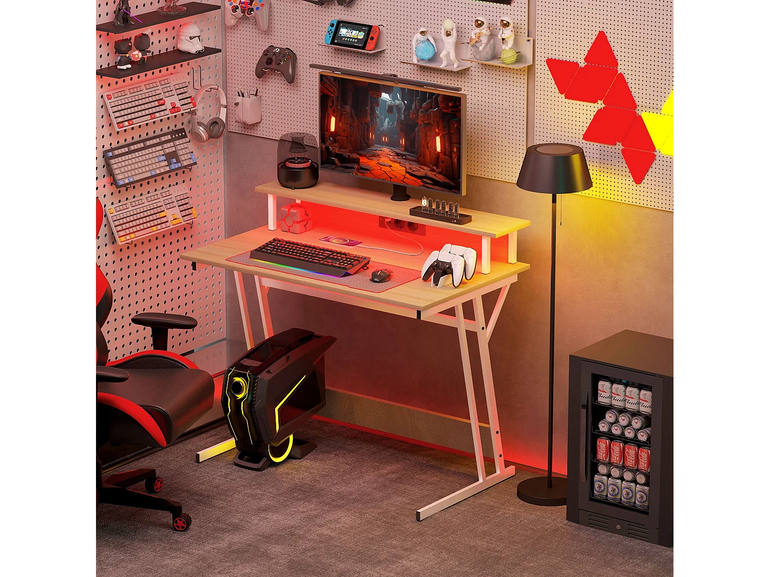 Secretária de Canto Moderna Dijon 100x60x88 com Iluminação LED e Design Funcional