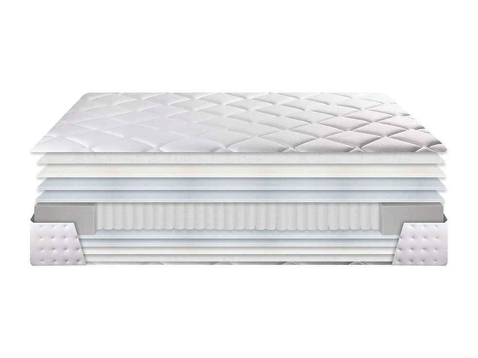 Colchón de muelles ensacados Perla tejido Stretch media-alta blanco 135x190 cm