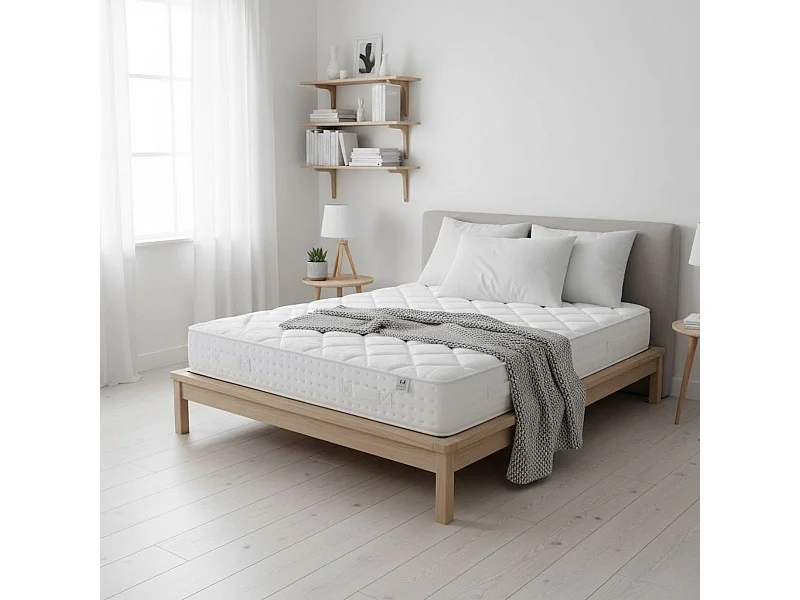 Colchón de muelles ensacados Perla tejido Stretch media-alta blanco 135x190 cm