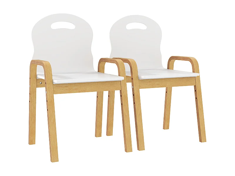 Lot de 2 chaises enfant style nordique en bois - hauteur réglable 4 niv. - empilables