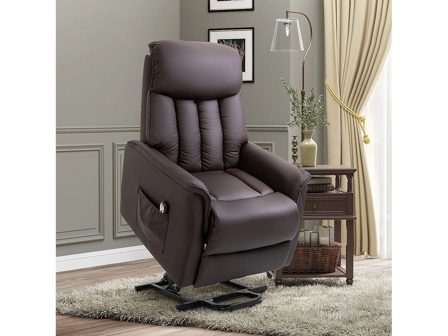 Fauteuil de relaxation électrique fauteuil releveur inclinable avec repose-pied ajustable revêtement synthétique tissu chocolat