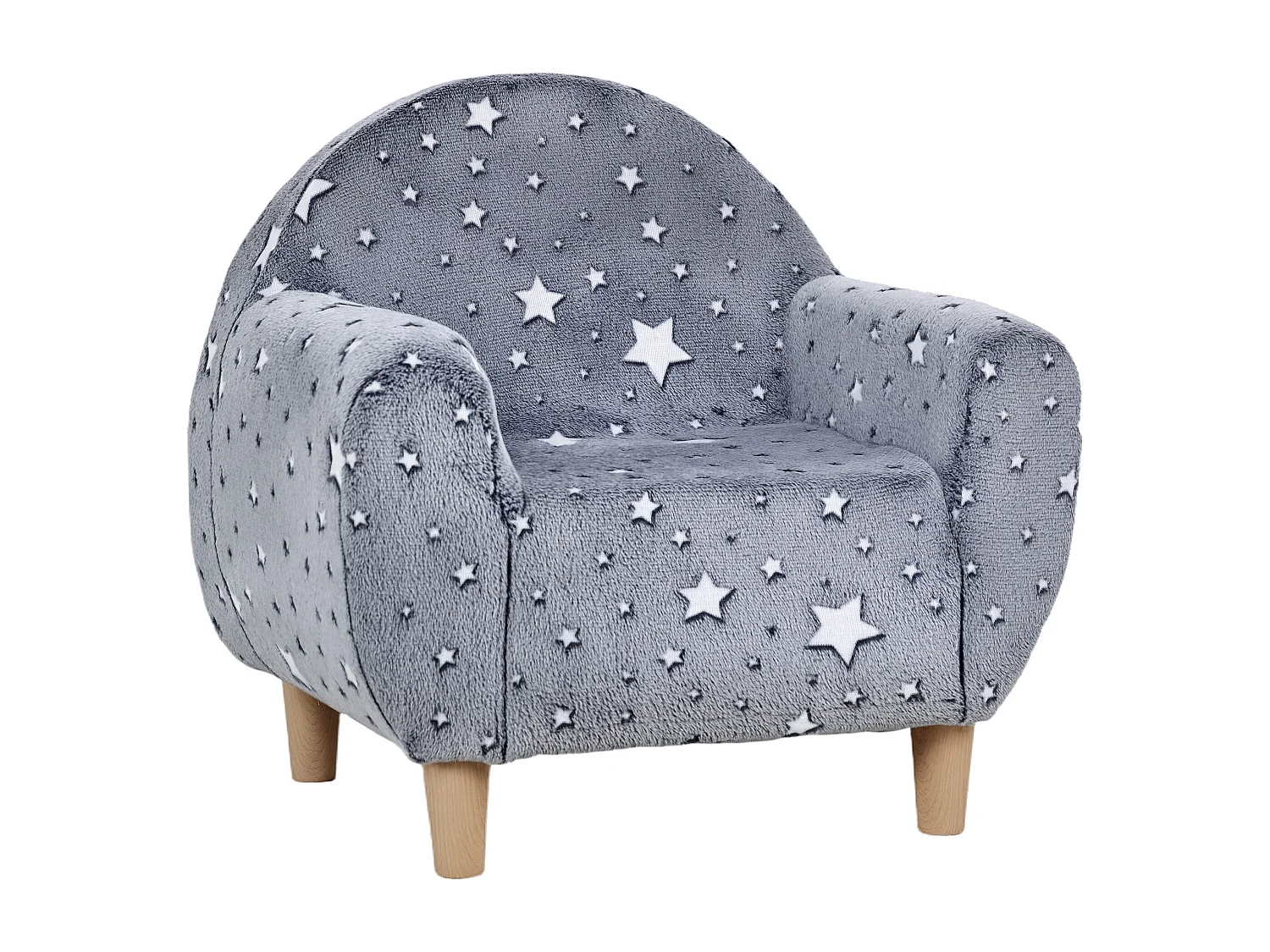 Fauteuil enfants canapé pour enfants phosphorescent avec motif étoilé, gris