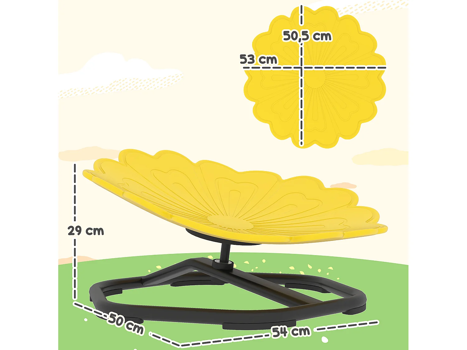 Chaise pivotante sensorielle pour enfant – Siège d'entraînement à l'équilibre et à la coordination – Jaune