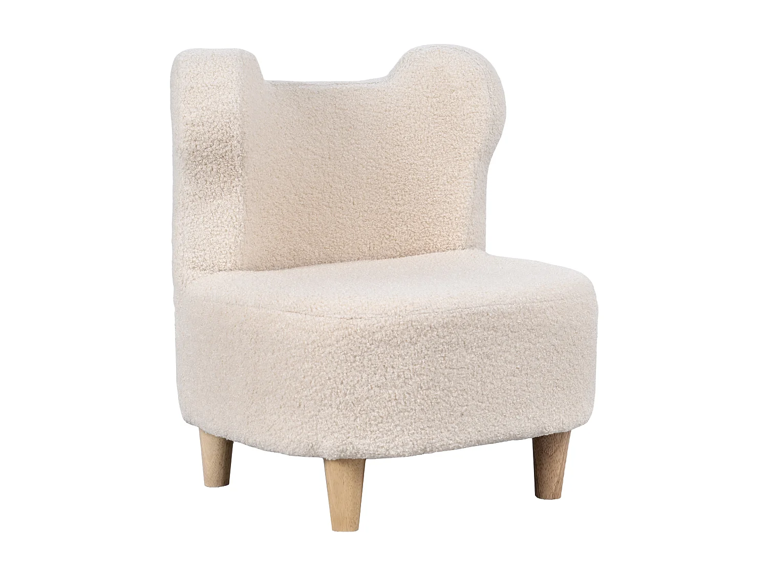 Fauteuil enfant design scandinave nuage - piètement bois clair tissu polaire beige