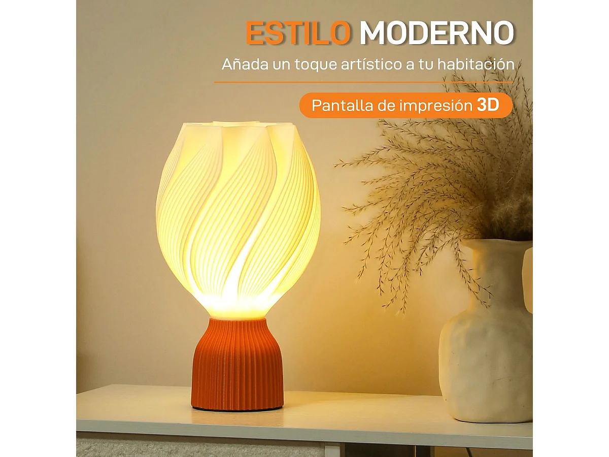 Lámpara de sobremesa Antorcha Homcom 25W luz LED 3000K blanco Ø16,5x28 cm