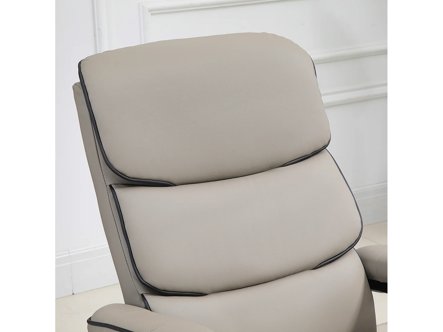 Fauteuil relax inclinable pivotant avec repose-pieds liserets noir synthétique gris