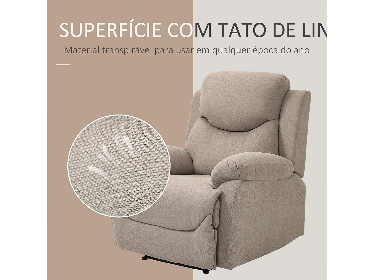 Sillón relax Sereno Homcom reclinable beige 102x88x93 cm