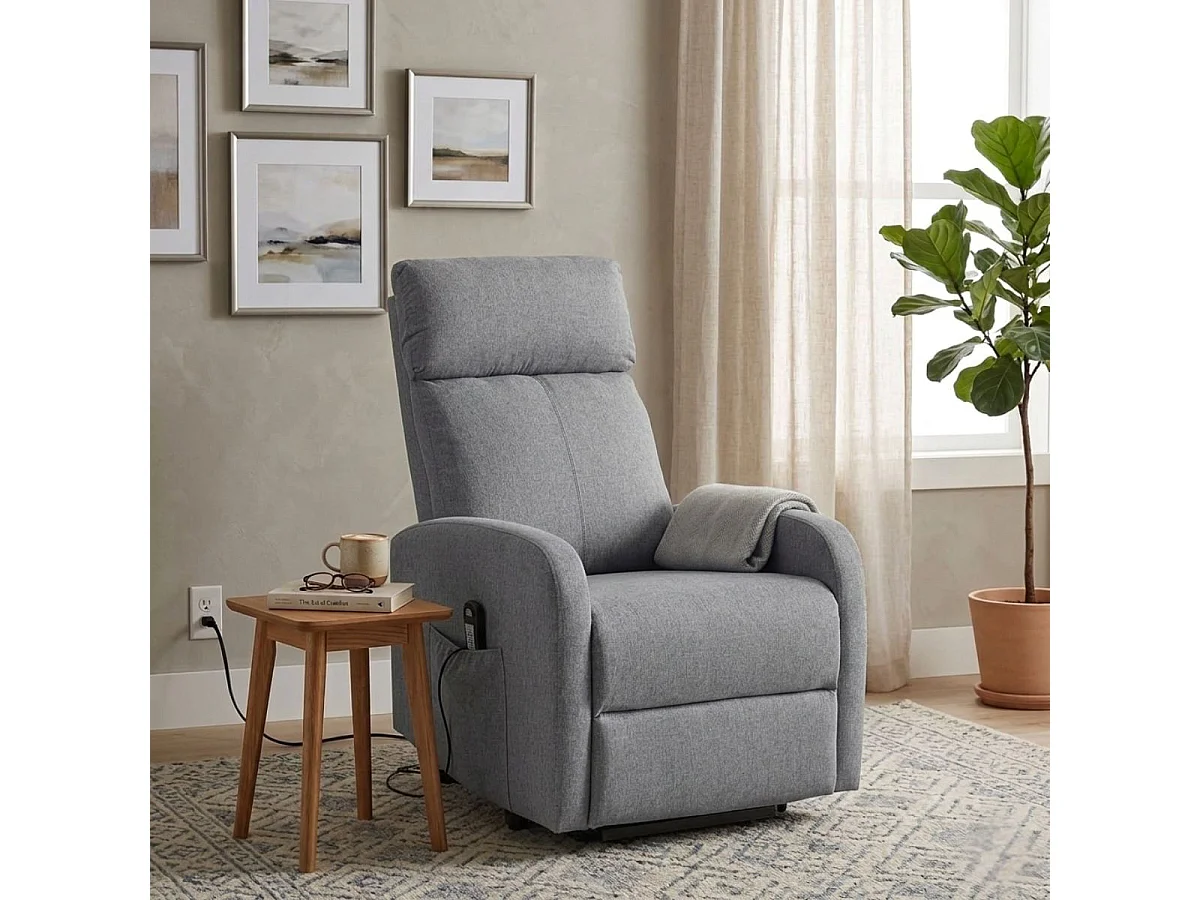Sillón relax Elevador Life reclinable gris 104x64x93 cm Adec