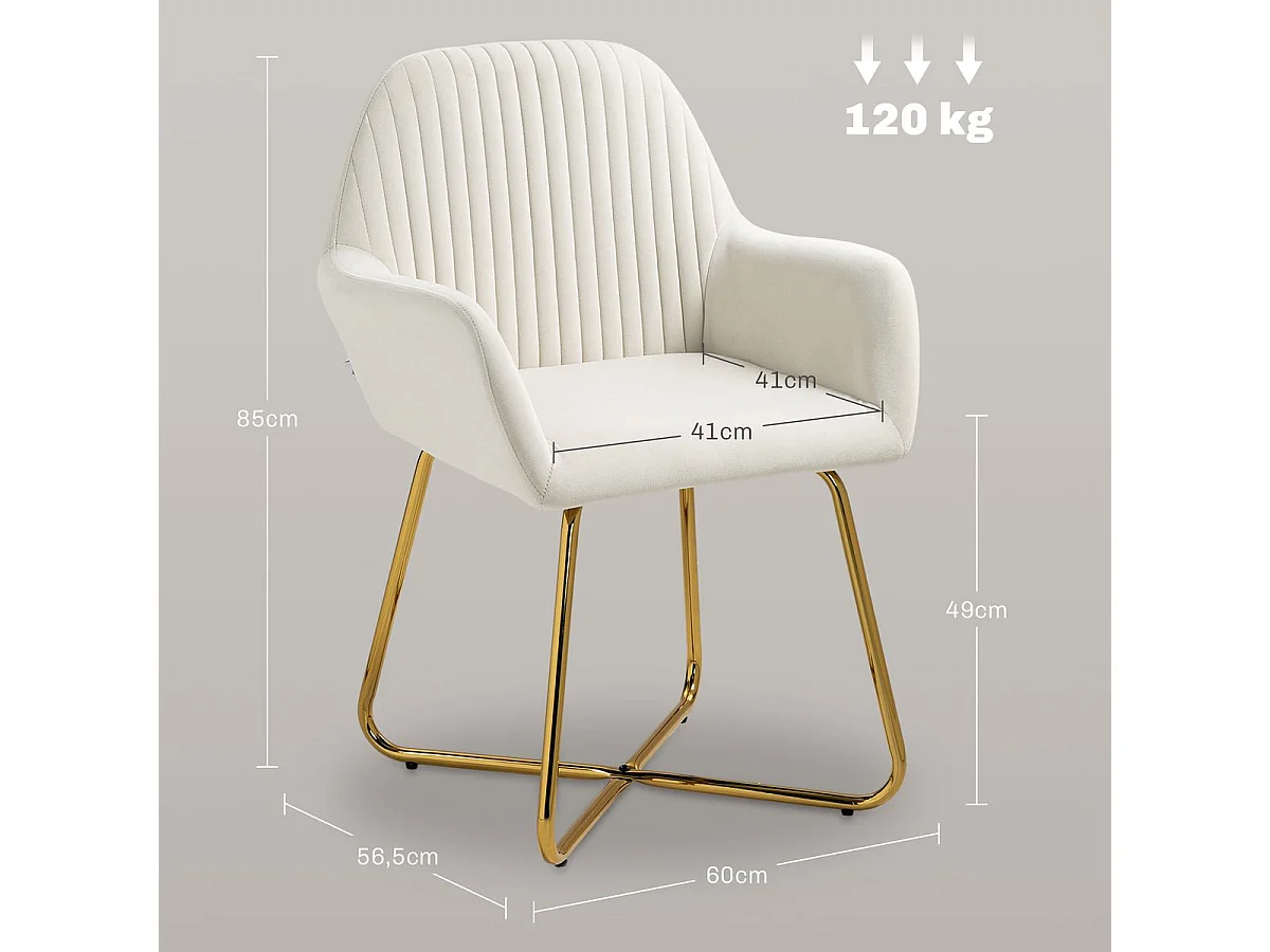 Butaca Daisy Homcom base cruzada crema 85x60x56,5 cm