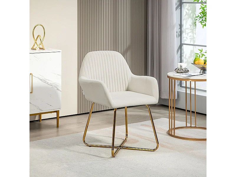 Butaca Daisy Homcom base cruzada crema 85x60x56,5 cm