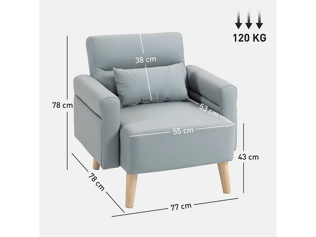 Butaca Esencie Homcom con cojín gris 78x77x78 cm