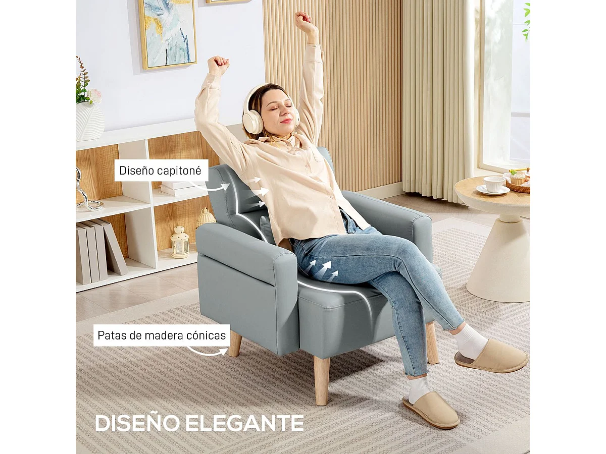 Butaca Esencie Homcom con cojín gris 78x77x78 cm