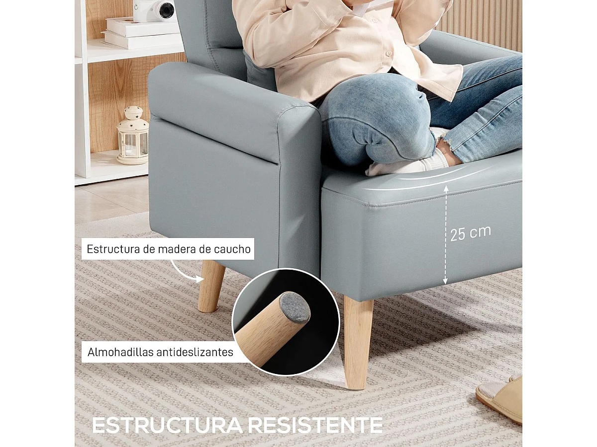 Butaca Esencie Homcom con cojín gris 78x77x78 cm