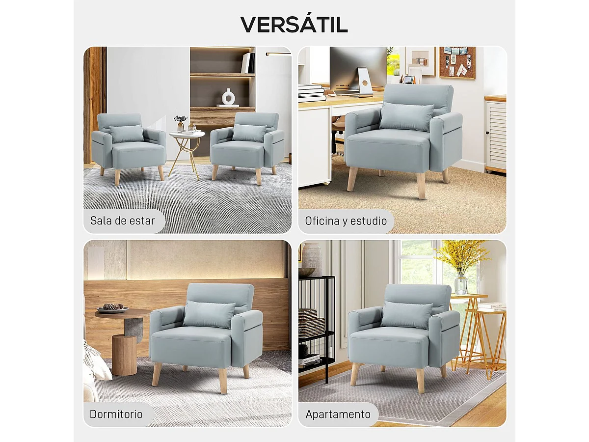 Butaca Esencie Homcom con cojín gris 78x77x78 cm