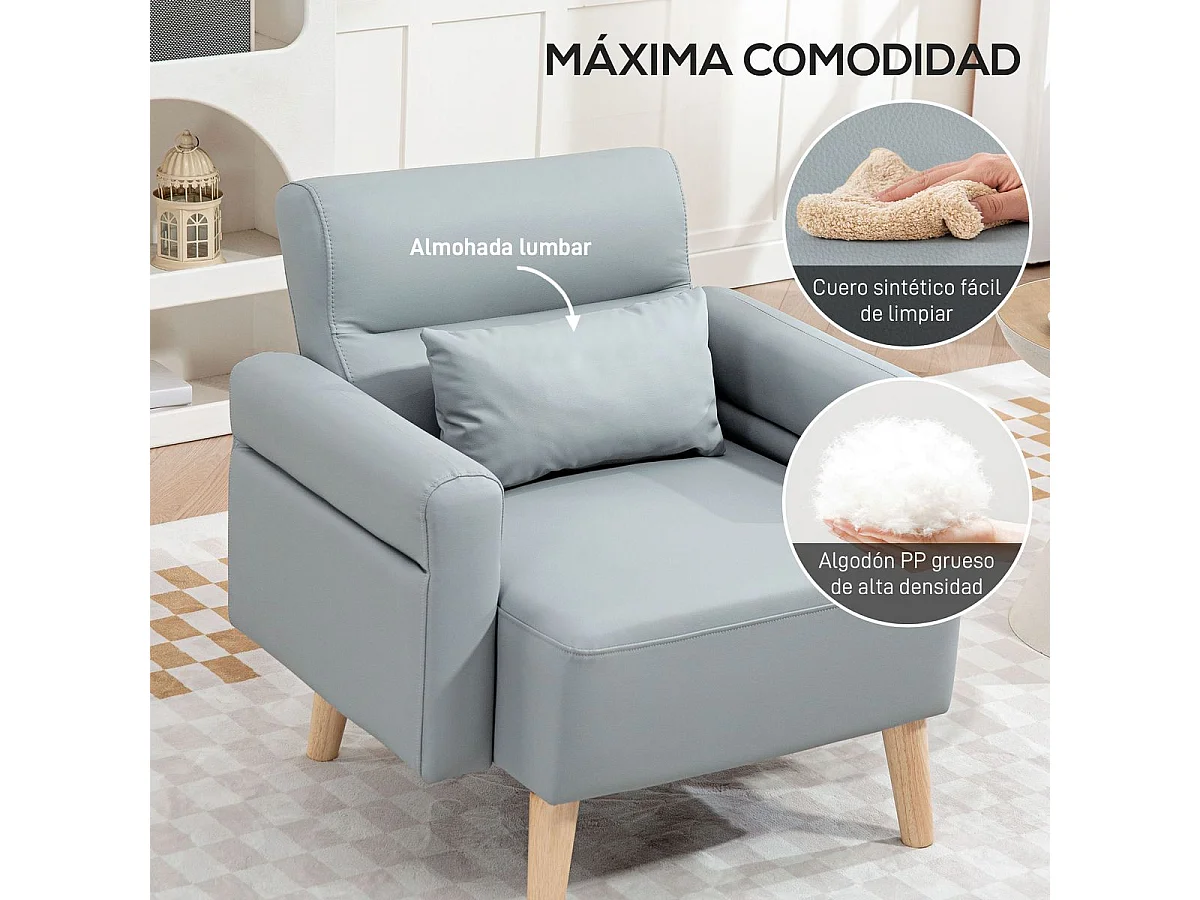 Butaca Esencie Homcom con cojín gris 78x77x78 cm