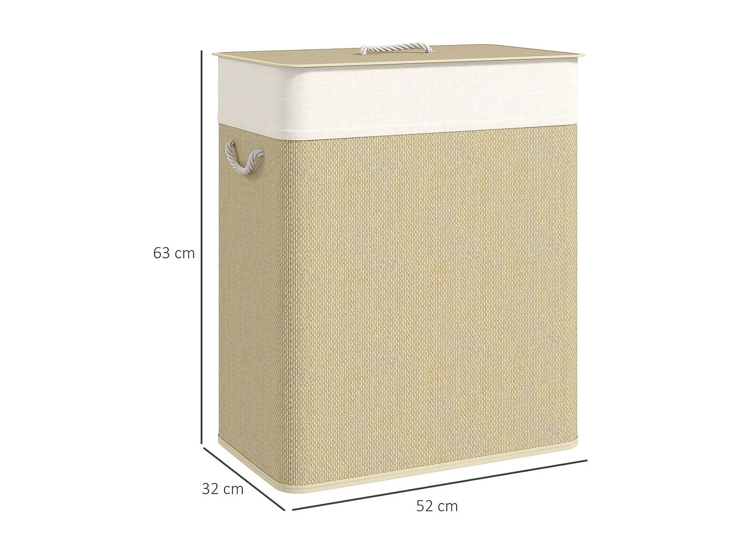 Cesto para ropa sucia Jodie Homcom 100L 2 cestas + tapa marrón 63x52x32 cm