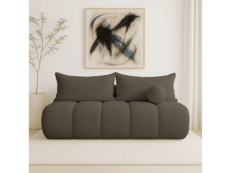 BESILIO Ronde slaapbank Glomi – boucléstof, bank met slaapfunctie – Bruin