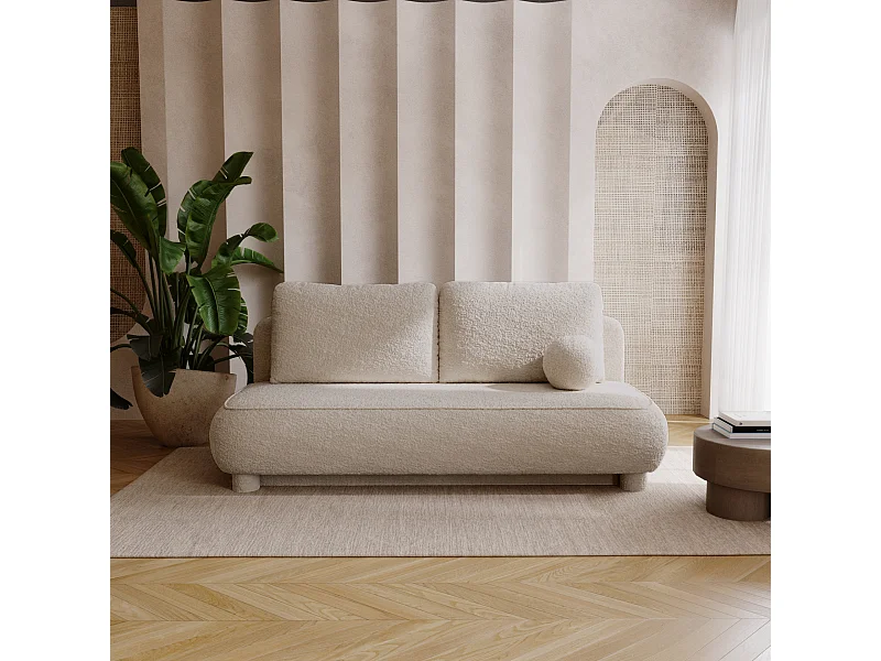 BESILIO Tweezitsbank Toby – boucléstof, slaapbank – Beige