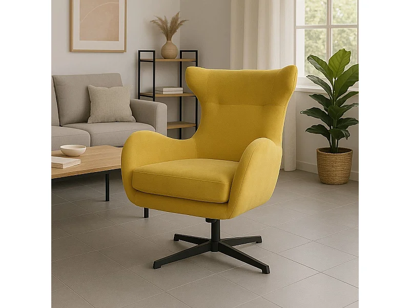 Butaca Munich giratoria y reclinable amarillo 100x77x85 cm Adec