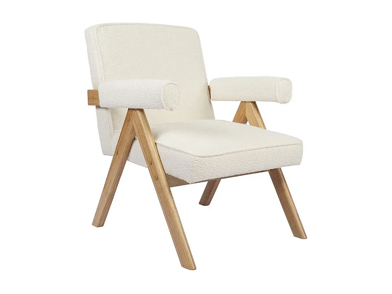 Butaca Agatha con apoyabrazos natural/blanco 82x66x78,5 cm Adec
