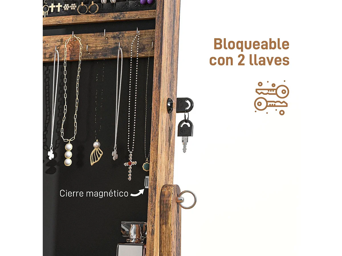 Espejo de cuerpo entero Miralya Homcom instalación convertible marrón 151,5x46x36,5 cm