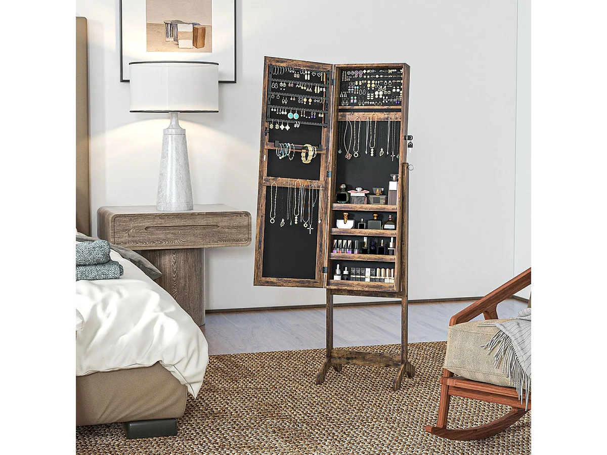 Espejo de cuerpo entero Miralya Homcom instalación convertible marrón 151,5x46x36,5 cm