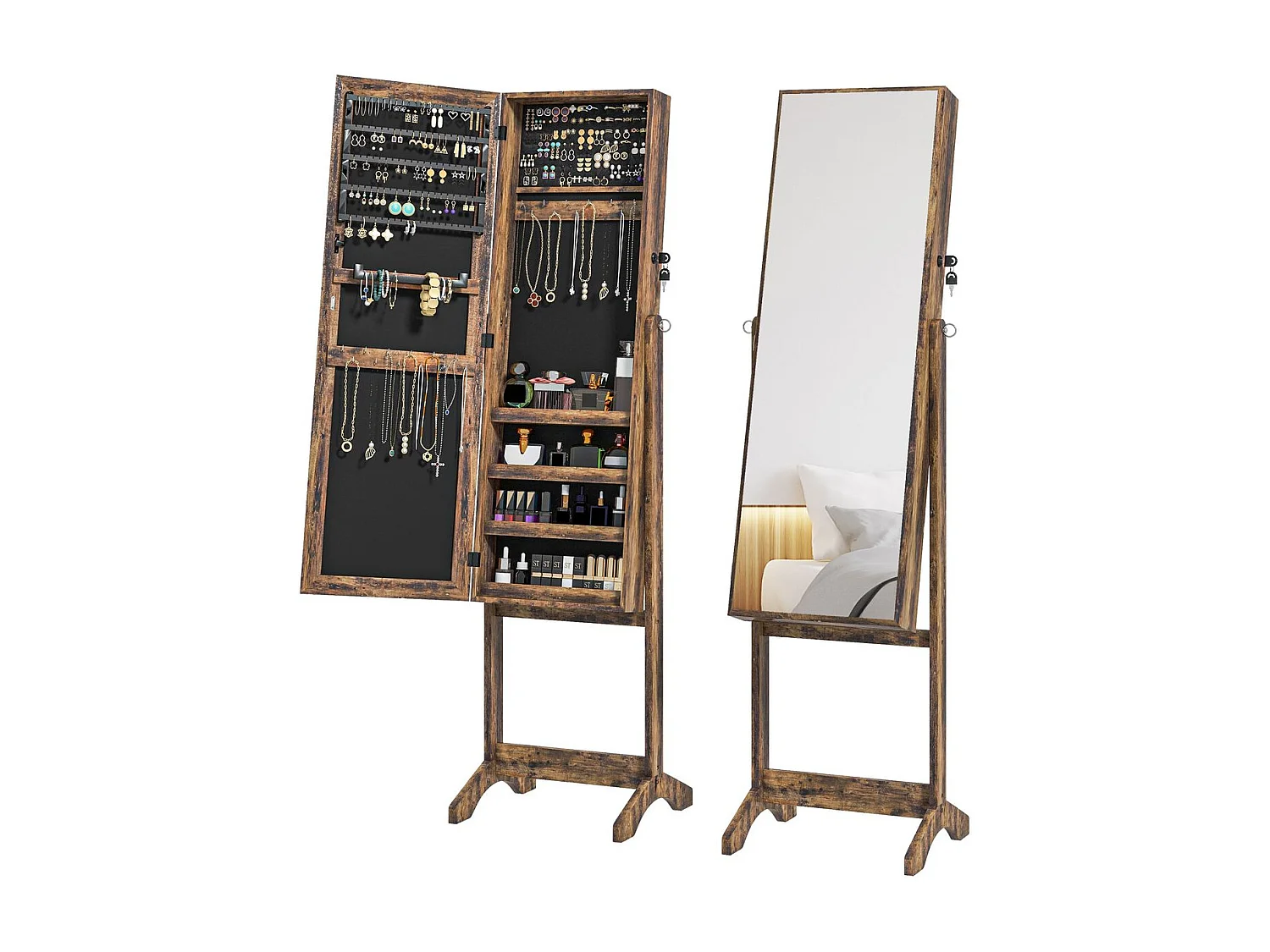 Espejo de cuerpo entero Miralya Homcom instalación convertible marrón 151,5x46x36,5 cm