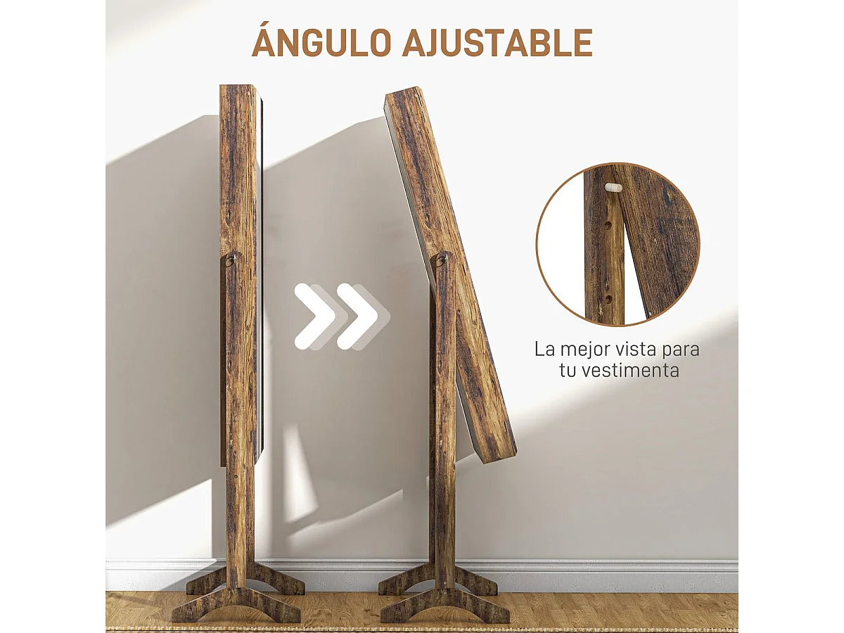 Espejo de cuerpo entero Miralya Homcom instalación convertible marrón 151,5x46x36,5 cm