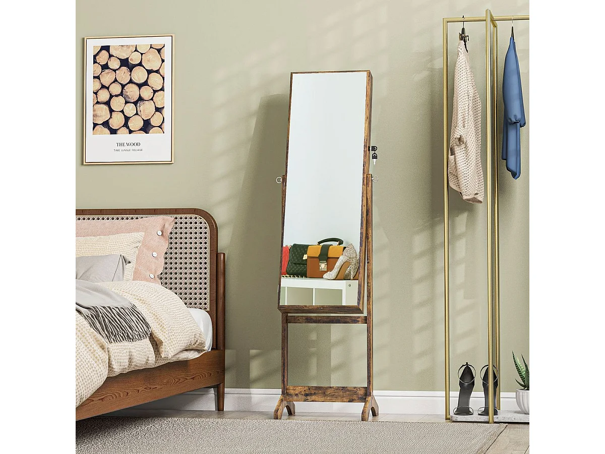 Espejo de cuerpo entero Miralya Homcom instalación convertible marrón 151,5x46x36,5 cm