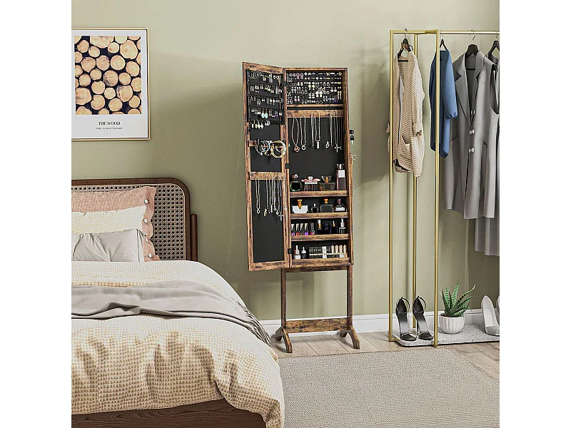 Espejo de cuerpo entero Miralya Homcom instalación convertible marrón 151,5x46x36,5 cm