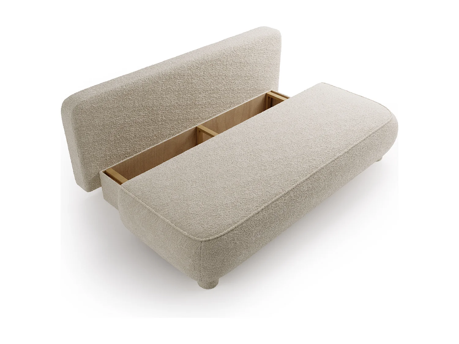 BESILIO Canapé deux places Toby – tissu bouclé, canapé convertible – Gris