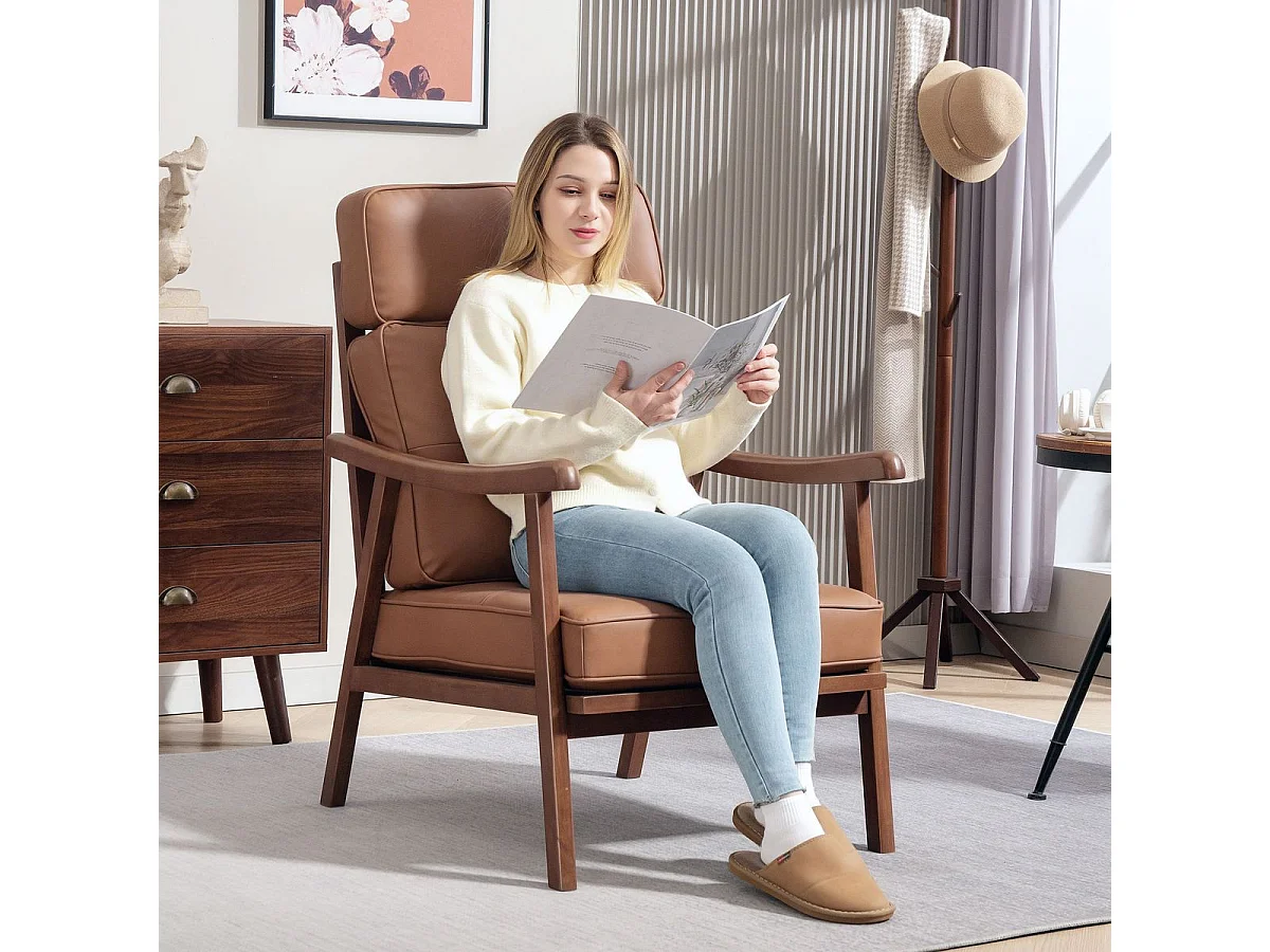 Butaca Elia Homcom respaldo alto marrón 105x63,5x83 cm