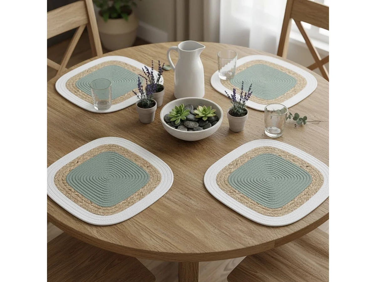 Mantel individual Bodo Luminarc diseño redondo yute verde Ø38 cm