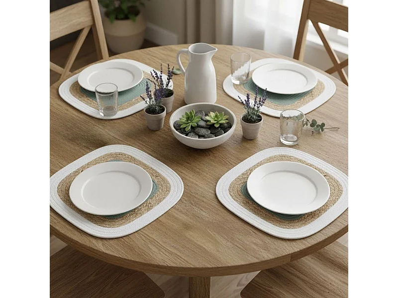 Mantel individual Bodo Luminarc diseño redondo yute verde Ø38 cm