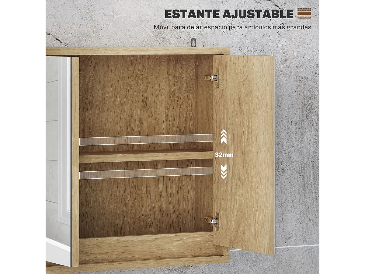 Armario de baño Ricotta Homcom 2 puertas con espejo natural 45x48x14,5 cm